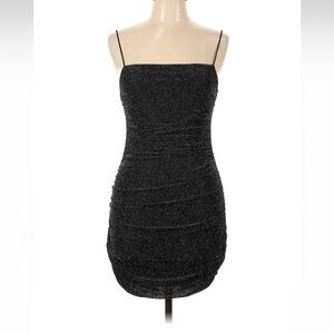 NWT! Princess Polly black ruched sparkling glitter cocktail dress - sz 10